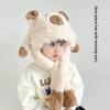 Movable Ears Capybara Hooded Scarf Windproof Plush Hat Scarf Set  Boys/girls