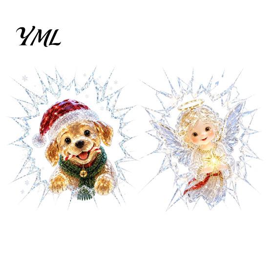 Glass Surface Decor 2Pcs Christmas Window Stickers, Removable Waterproof PVC Decals, Peel And Stick Customizable Art Decor, Self-Adhesive Broken Style