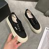 Женская обувь на одной педали черная студенческая спортивная обувь повседневный тренд дышащая обувь с низким верхом детские новые парусиновые туфли
