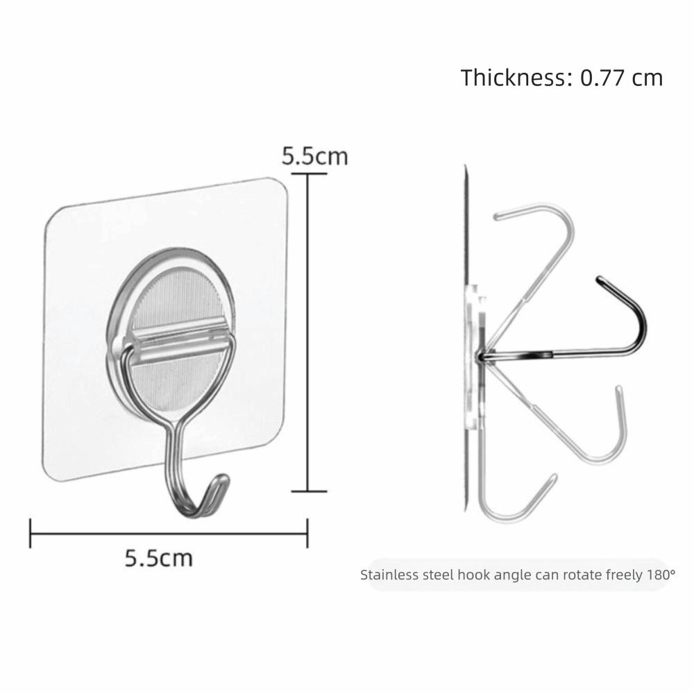 10PCS Transparent No Damage Hooks Heavy Duty Stick On Hooks Multi-Purpose Adhesive Wall Hooks Door