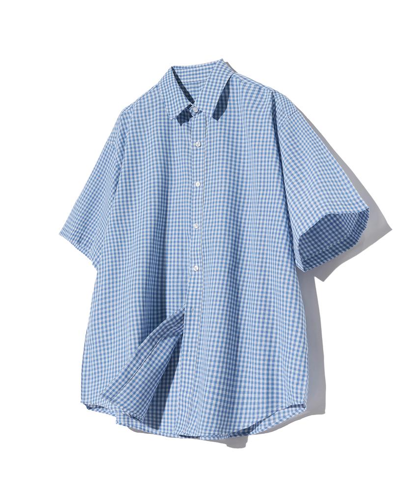 STANDARDERROR 87-Stan072 Classic Oversized Short Sleeve Gingham Check Shirt (B Type)
