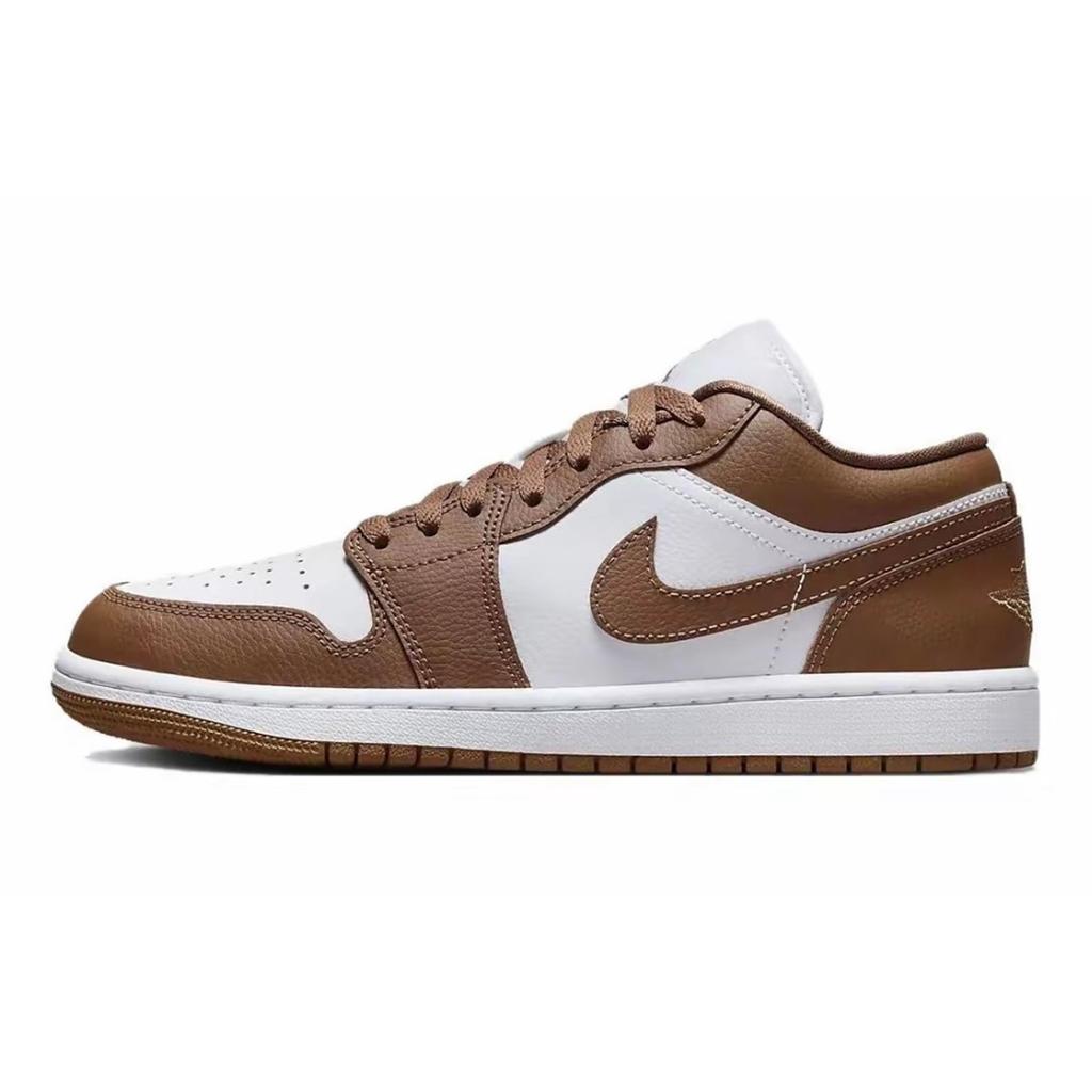 Jordan Air Jordan 1 Mocha Film Slip Resistant Abrasion Resistant Low top Vintage Basketball Shoes Unisex White Brown DC0774-202(Team864-)