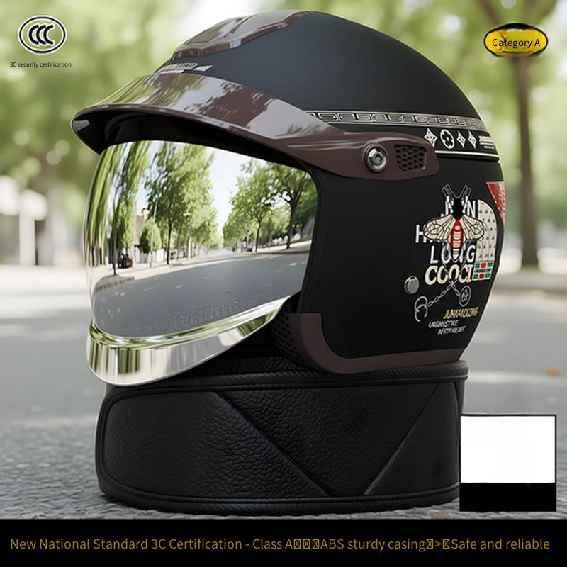 Men Electric Motorcycle Helmet Anti‑fog Warm Windproof Four‑Season Universal Safety Riding Helmet for E‑bike Scooter