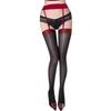 Leopard Pattern Top Garter Belt Attached Thigh High Stockings Oil Glossy Shimmery Suspender Tights Pantyhose for Women