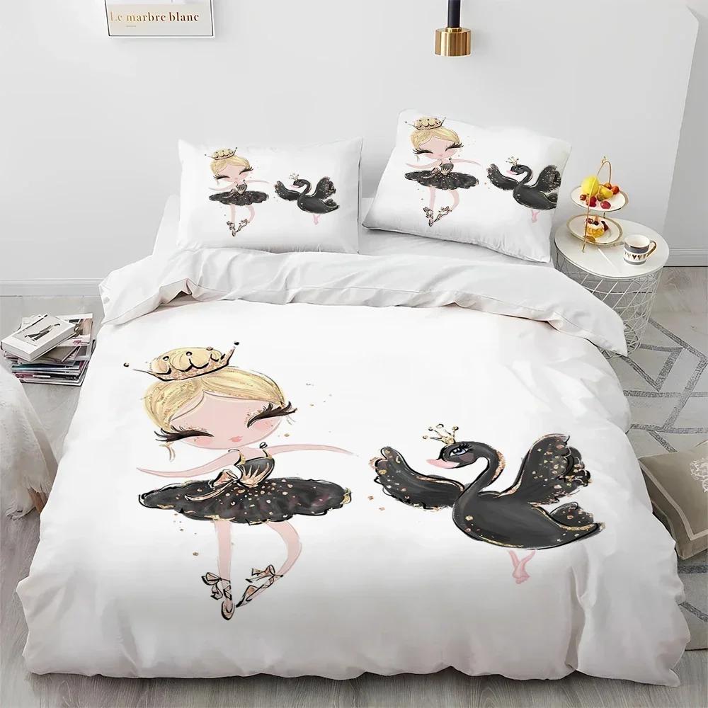 Cartoon Cute Ballet Girl Ballerina Comfortable Duvet Quilt Cover Pillowcase Bedding Set Children Bedroom Decoration Home Textile