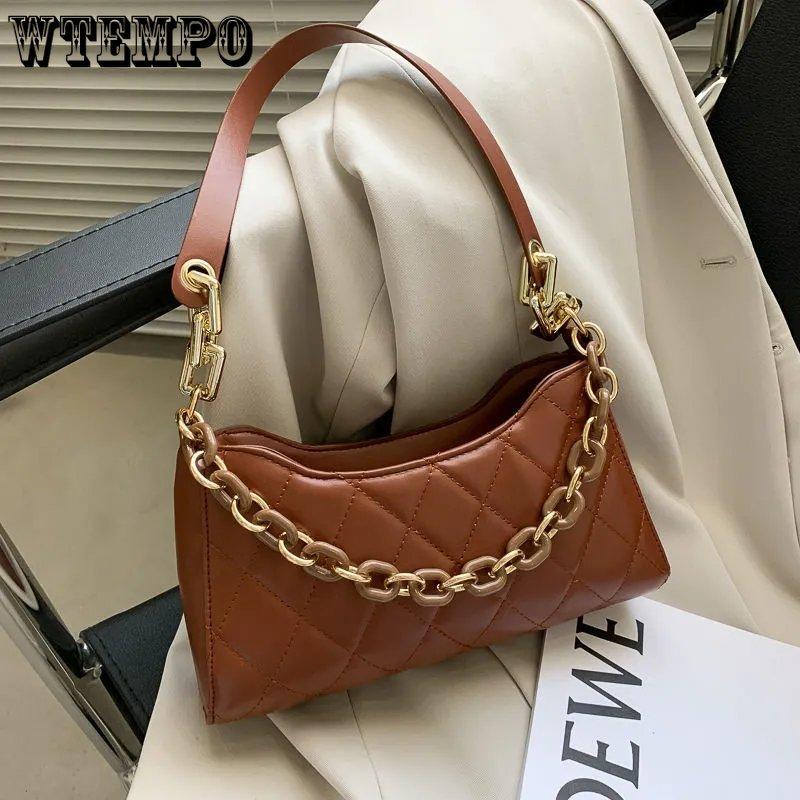 Women's Chain Underarm Bag Solid Spring and Summer Versatile Shoulder Bag Ladies Portable Large-capacity Leisure Bag