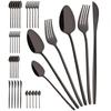 36Pcs Black Cutlery Sets Stainless Steel Knife Fork Spoon Tableware Dessert Mirror Flatware Set Festival Kitchen Dinnerware Gift
