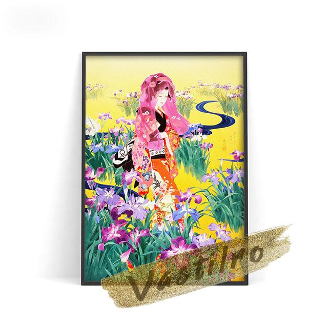 Морита Харухико, постер японского традиционного костюма и дизайн кимоно, любительская коллекция, стена красоты Укиеэ