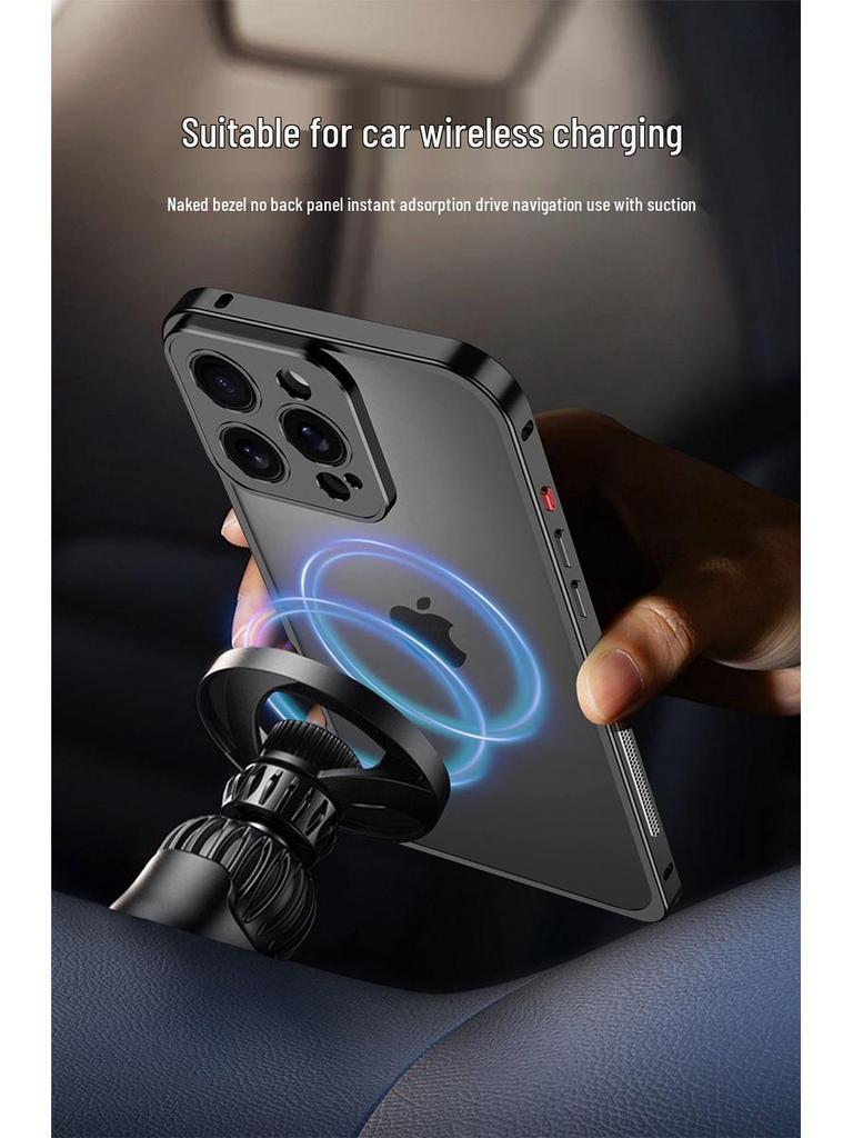 Ультратонкий Легкий Металлический Чехол для iPhone 16/15 Pro с Дизайном Пряжки в Виде Морского Конька и Теплоотводом