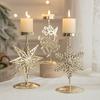 Iron Candle Holder Stand with Christmas Flower Star Snowflake Elk Tree Pattern Candlestick for Home Tabletop Decoration