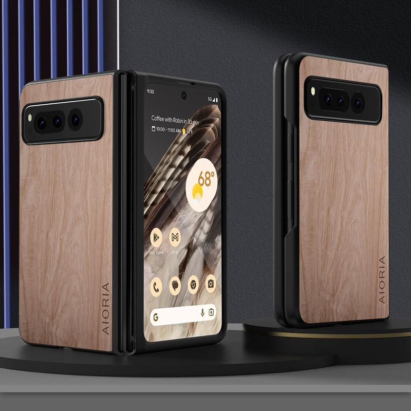 Case for Google Pixel Fold 5G Funda Bamboo Wood Pattern Leather Back Cover for Google Pixel Fold 5g Phone Case Capa