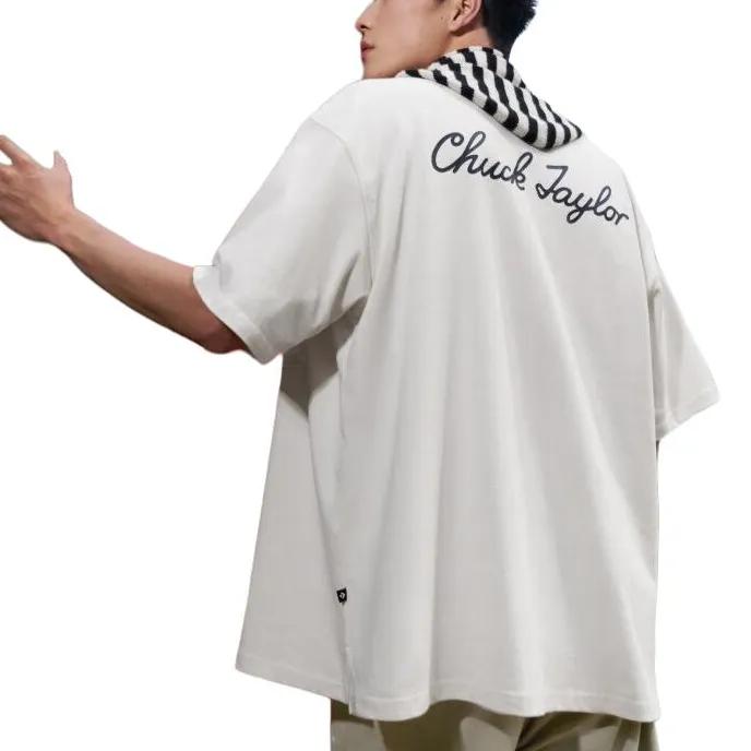 Converse Shirts Men's White V-neck Moderate Shirt (Unisex) Shirts 10024736 A02