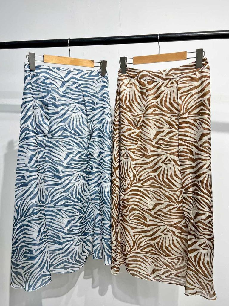 Шелковая юбка BC Retro с принтом зебры, с высокой талией