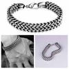 MAITA Men's Titanium Steel Bracelet & Bangle 22cm Cool Silver Vintage Snake Chain