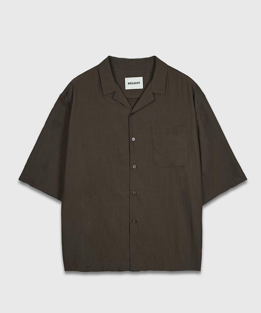 BILLIANT Recycle Open Collar Shirt_Brown