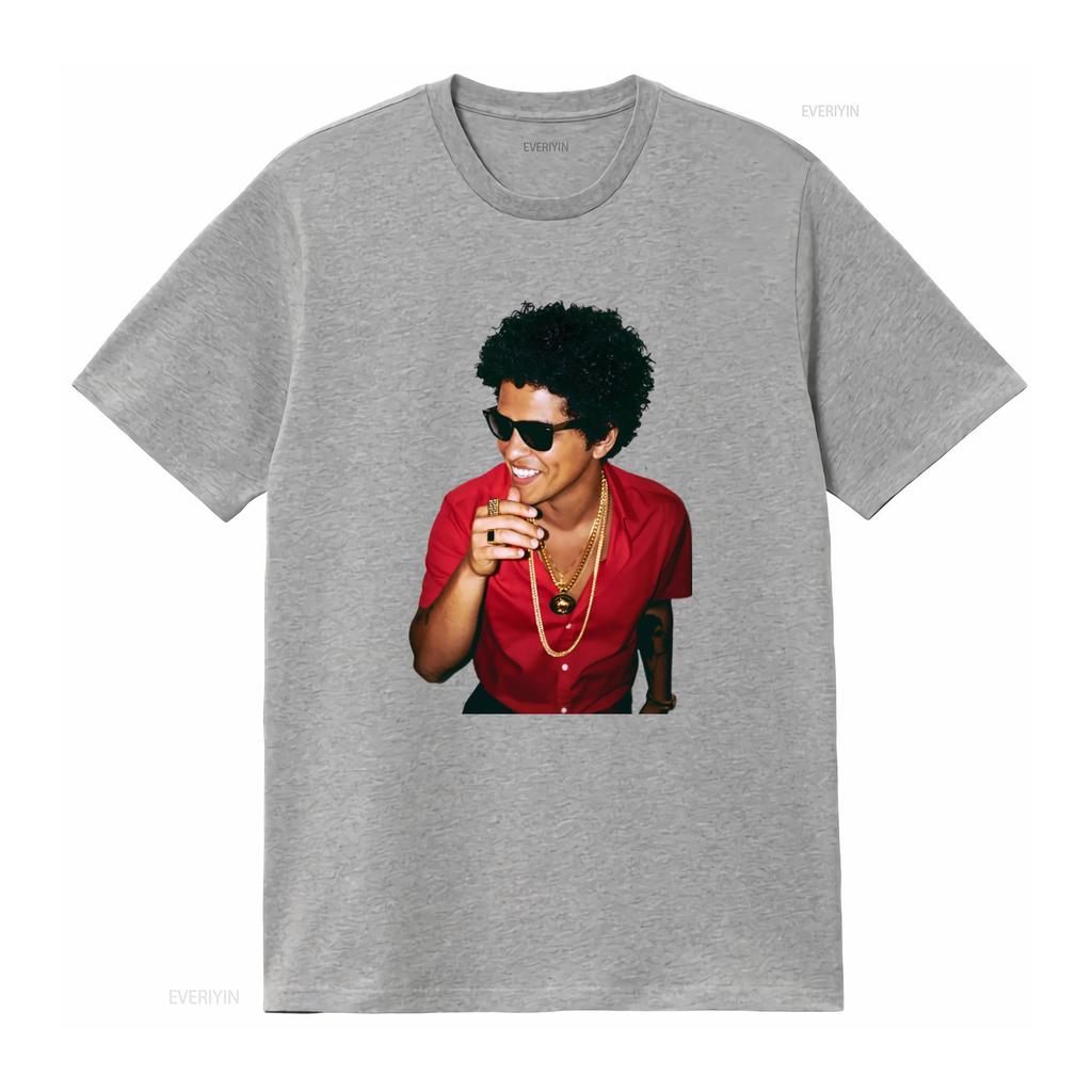 Bruno Mars T Shirt Mens Medium M Crew Neck White Stylish Musician Print vintage Washed graphic designer clothes Breathable