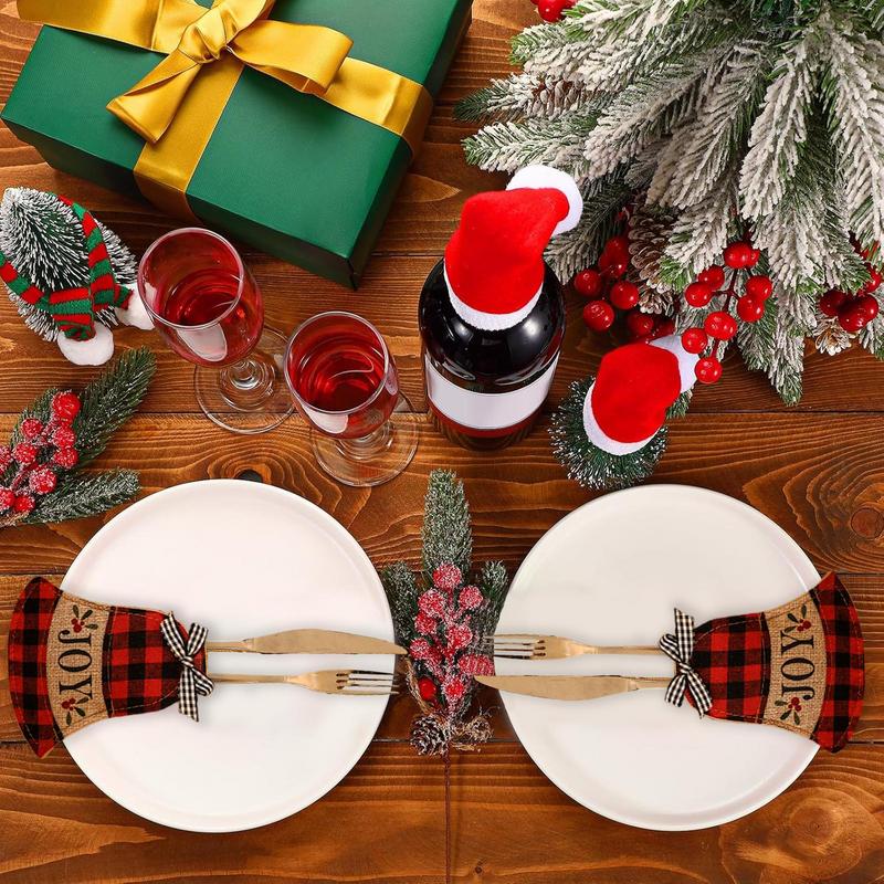 Christmas Silverware Holder Funny Christmas Utensil Bags Holiday Tableware Decor 12.5cm/4.9inch Christmas Utensil Silverware