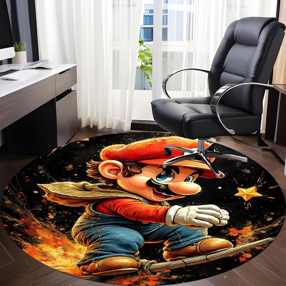 1pc Mario Adventure Office Round Area Rug, Indoor Mat Suitable For Office,Bedroom Living Room Home Decor, Room Deco a0928184