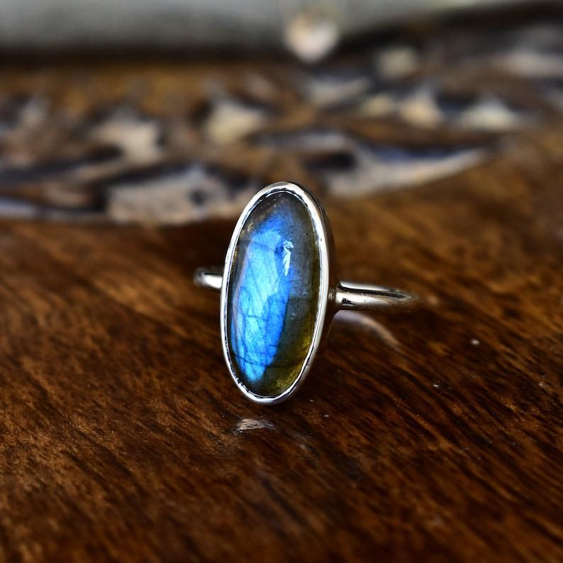 Solid 925 Sterling Silver Blue Labradorite Gemstone Ring, Statement Ring, Women Ring, Handmade Jewelry, Ring For Sale