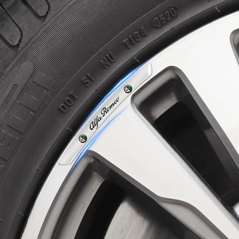 IMKC9 4Pcs Car styling Wheel Aluminum Sticker Auto Stickers For Alfa Romeo Giulia Stelvio Brera 147 156 159 166 Giulietta Mito Tonale