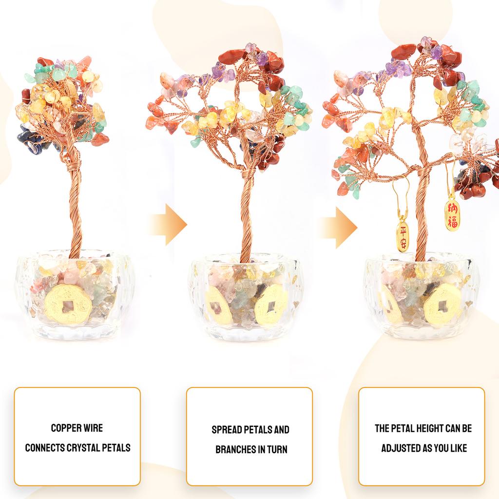 Künstlicher Kristallbaum Kreativer Kristallbaum Lebens-Bonsai-Dekor Kristalle Steine Werde reich Bäume für Büro Wohnzimmer Heimdekoration