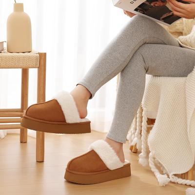 Модные пушистые женские тапочки Litfun на платформе, нескользящие домашние шлепанцы, зимние теплые хлопковые туфли, мягкая подошва, плюшевая подкладка, уютные женские тапочки