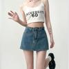 Джинсовая юбка трапециевидной формы с высокой талией, женская летняя тонкая короткая юбка Spice Girl в стиле ретро, ​​синяя подошва Y2k, одежда в корейском стиле