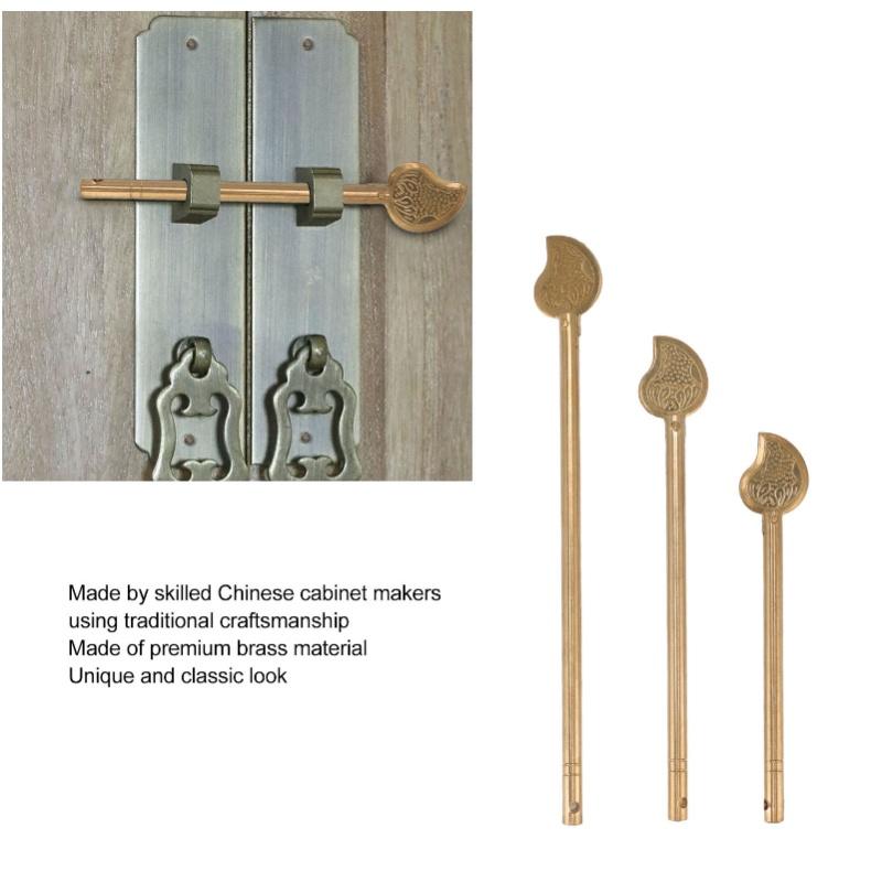 3PCS Cabinet Key Latch Leaf Shaped Cabinet Locking Pin Brass Chinese Latch Bolt For Home Furniture