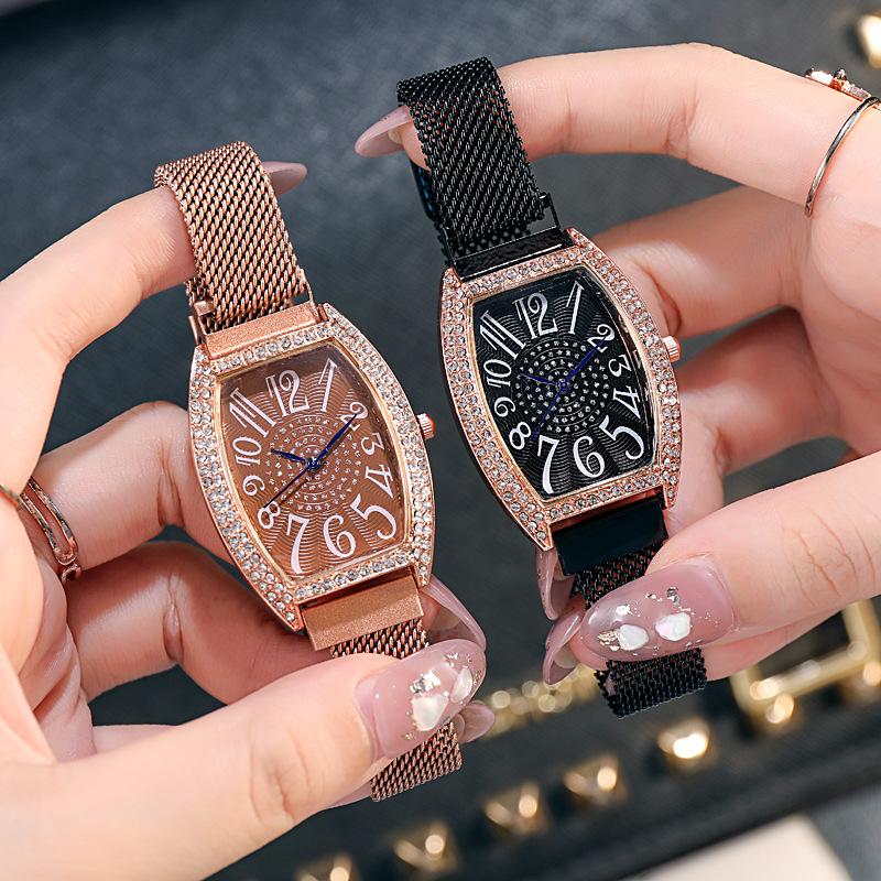 Часы Wind Watch Квадратные Модные Магнитная Застежка Сетчатый Ремешок Кварцевые Часы Легкая Роскошь