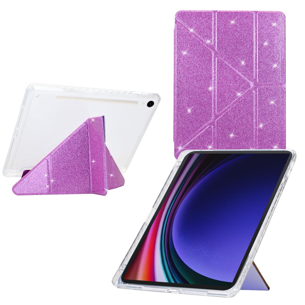 Tablet Case For Samsung Galaxy Tab S10 FE/S9 FE/S9 Y-Fold Stand Glitter Leather TPU Acrylic Clear Cover