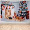 Merry Christmas Santa Claus Fireplace Christmas Gift Print Home Living Room Bedroom Wall Decoration Tapestry