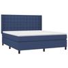 Sommier à lattes avec matelas - 160x200 cm - Tissu bleu - Bande LED colorée - 2 places