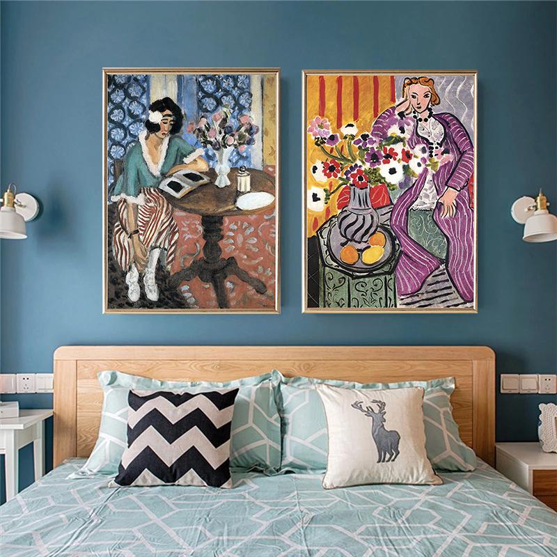 Анри Матисс Классические Работы Цветной Пейзаж Постер Портрет Женщины Кошка Цветок Печать на Холсте Настенное Искусство для Комнаты Домашний Декор