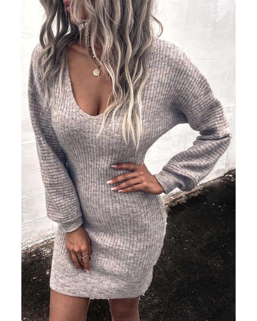 Azura Exchange V Neck Bodycon Sweater Dress