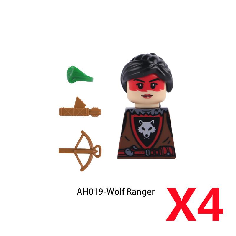 MOC Средневековый Рыцарский Замок Фигурки Конструктор Оружие Волк Мечники Стражник Лук Стрела Щит Флаги Боевой конь Игрушки Подарки S002