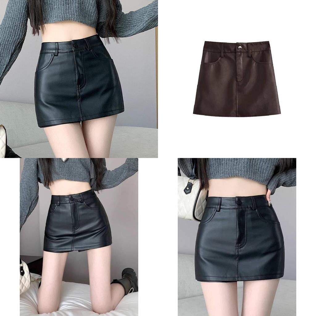 Streetwear Pu Mini Skirt With Zipper For Trendy Girls Spring