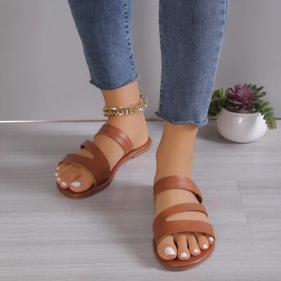 2024 Высококачественная женская обувь, летняя мода, открытый носок, однотонные женские тапочки, большой размер, повседневная женская пляжная обувь