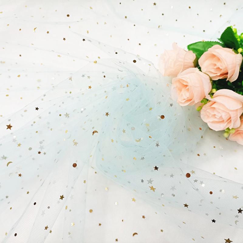 Предварительно нарезанная сетчатая ткань из тюля «Звездная луна» для букетов, юбок для стола и платьев для кукол