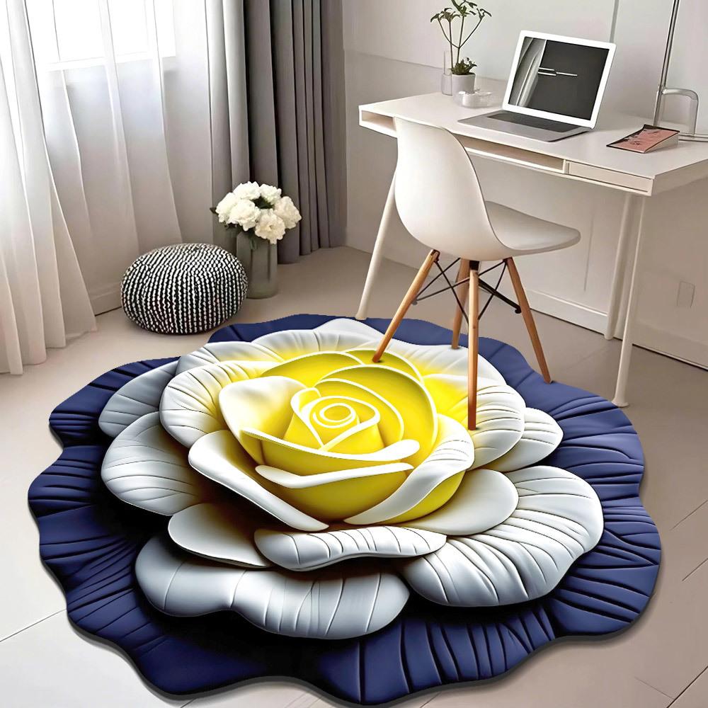 Гостиная дома 3d трехмерный напольный коврик цветочный напольный коврик кристальный бархатный ковер круглый домашний лепестки пиона коврик особой формы