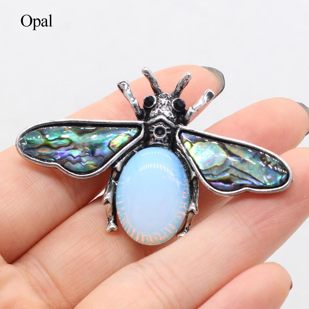1Pc Reiki Healing Crystal Pendant, Natural Stone Insect Shape Charms for DIY Necklace Hanging Decoration Accessories, Jewelry Making Halloween Crafts