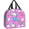 Lunch Bag Insulated for Women Teen Pink Medium Work School Cartoon Unicorn Donuts Rainbow Cooler Lunch Box Containers Portable