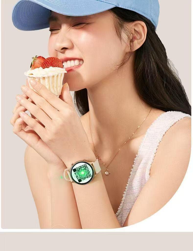 Women's Multifunctional Smartwatch with Offline Payment, Genuine Leather Strap, Bluetooth Call, Sports Features - Model CY700