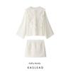 Kaslead New Women Clothes Western Style Fashion Simple Lace Stitching Lace-up Shirts Set