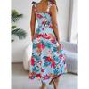 Весенне-летняя юбка-сарафан с цветочным принтом и поясом на завязках, праздничная пляжная длинная юбка, модная женская длинная юбка