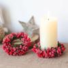 Christmas Candle Garland Simulated Berry Xmas Wreath Candle Holder Mini Candle Ring for Wedding Party Living Room Dining Table