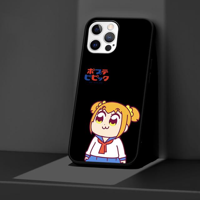 Чехол с аниме Pop Team Pipi для Apple Iphone 14 11 13 Mini 12 Pro Max Xr 7 8 + Se 2020 Xs 6 6s Plus 5 5S, черный силиконовый чехол для телефона