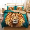 Lion Duvet Cover Set Microfiber Couple Bedding Set For Boys Teens 3D Animal Print Comforter Cover African Wildlife Quilt Cover
