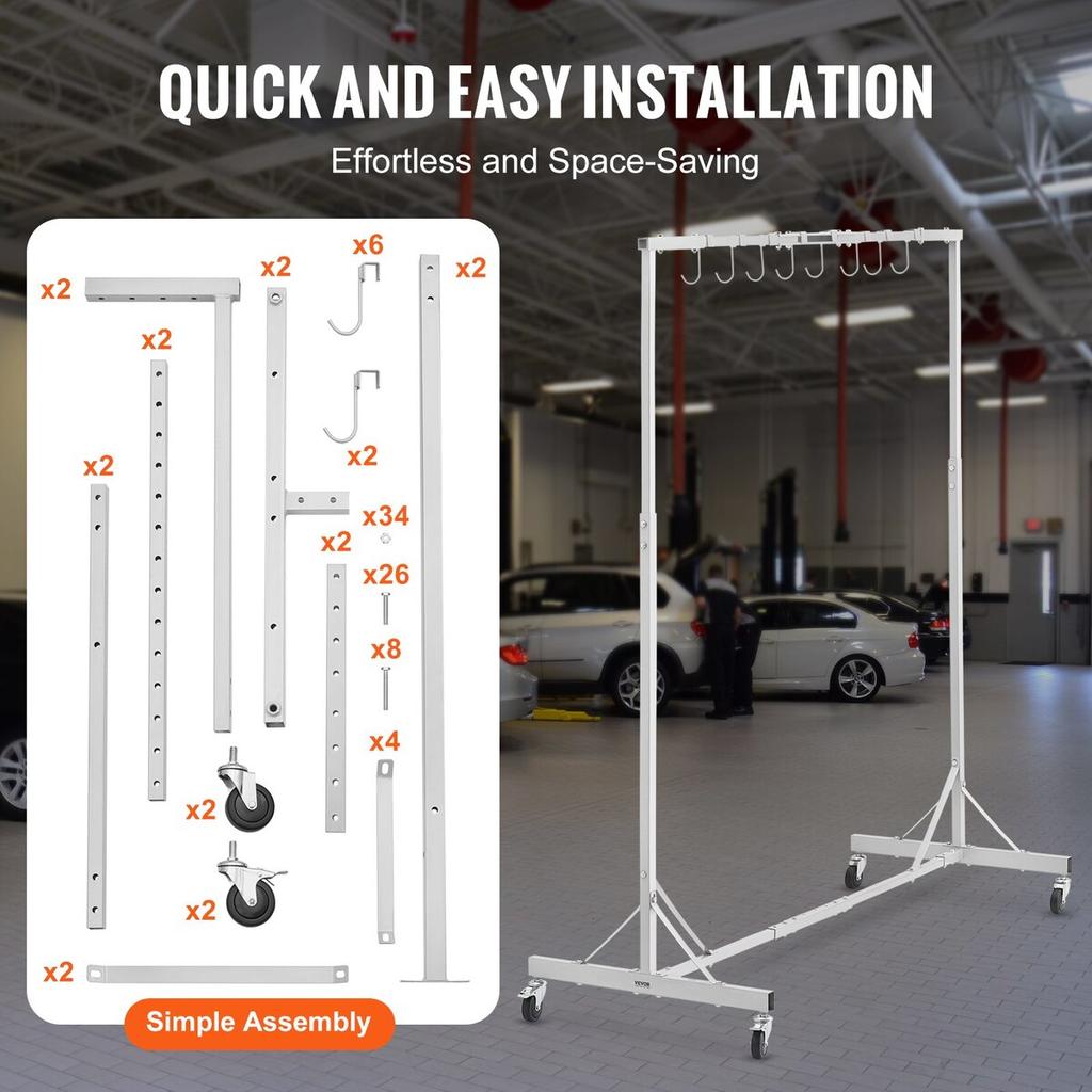 Painting Rack Adjustable Paint Hanger 8 Hooks Auto Body Painting Stand