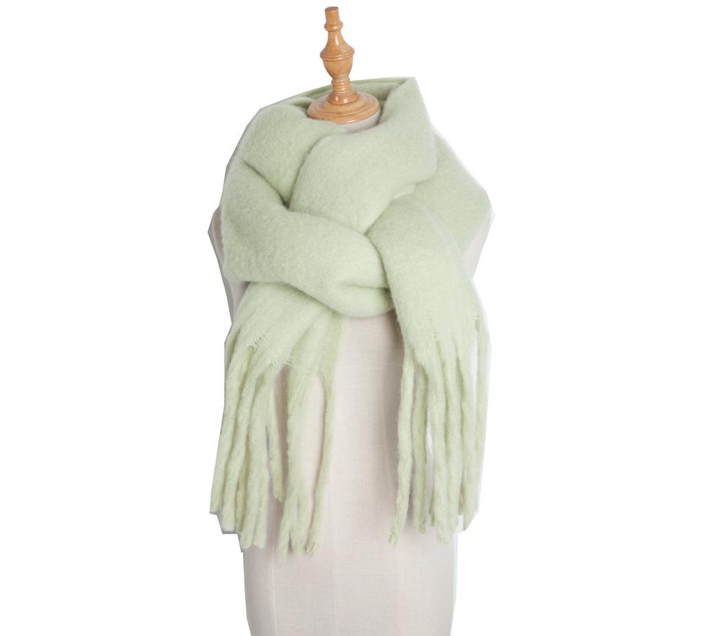 European and American Style Women's Solid Color Shawl Autumn Winter Long Tassel Scarf Thicken Warm Pashmina