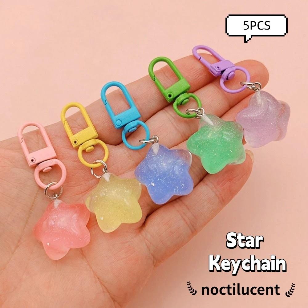 5pcs noctilucent Friendship Stars Keychain Resin Backpack Pendant Birthday Gifts